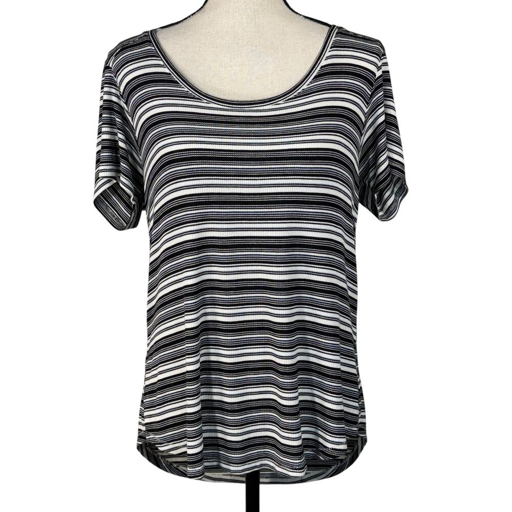 American Eagle Small Soft & Sexy Rib Top Striped Stretch Cap Sleeves Scoop Neck